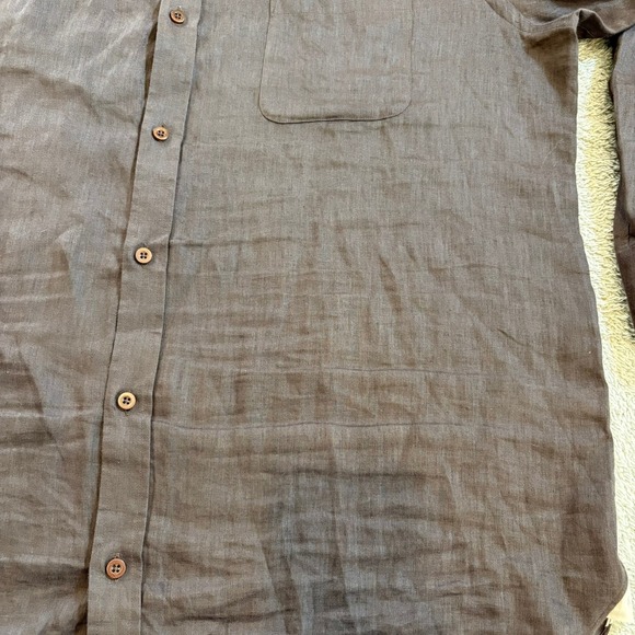 Onslöe 100% Linen Button Down Shirt Brown XL Classic Fit Long Sleeve Preppy - Picture 14 of 16